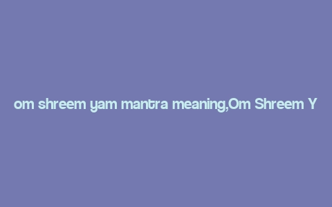 om shreem yam mantra meaning,Om Shreem Yam Mantra Meaning: A Deep Dive into Its Significance and Benefits