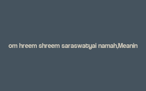 om hreem shreem saraswatyai namah,Meaning and Origin