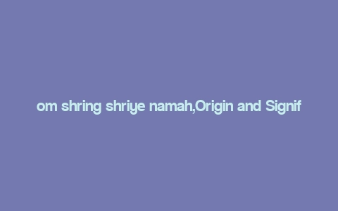 om shring shriye namah,Origin and Significance