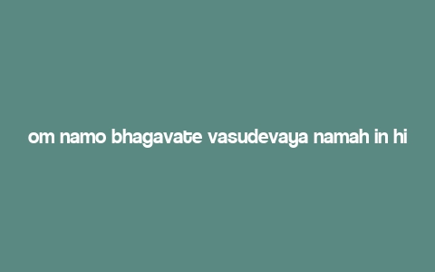 om namo bhagavate vasudevaya namah in hindi,Origins and Meaning